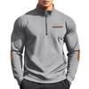 Men's Fleece-Lined Casual Half-Zip Stand Collar Patchwork Contrast Color Sweatshirt