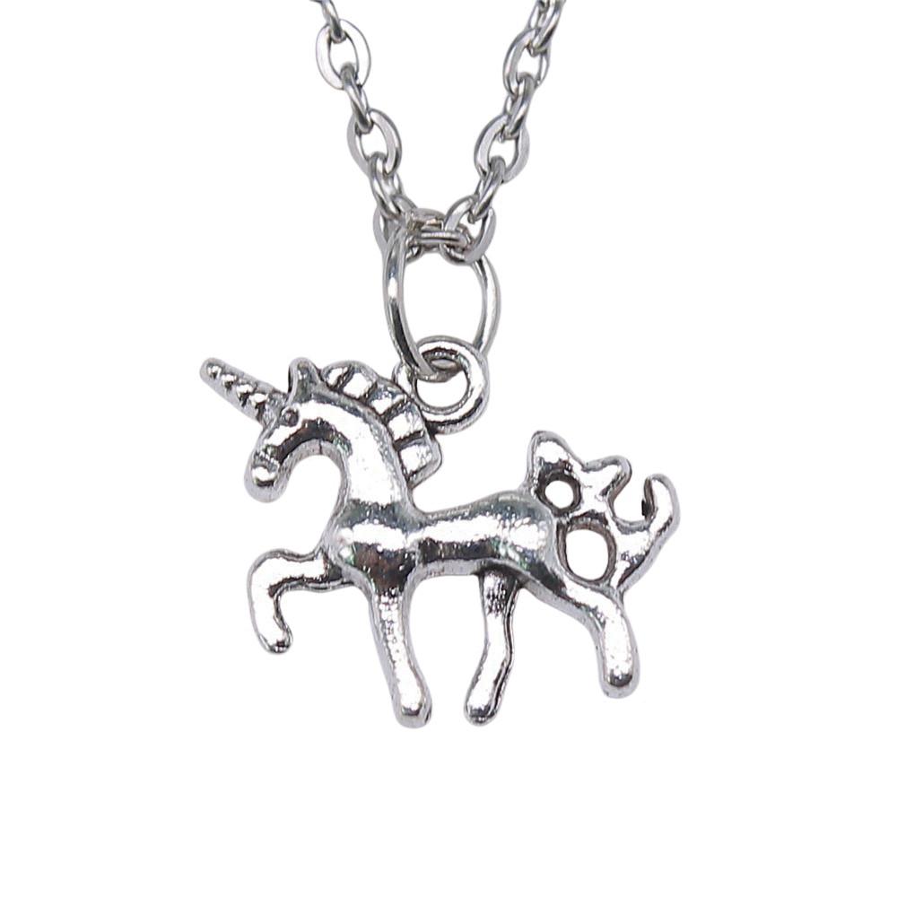 Horse Pendant Necklace Equestrian Animal Charm Jewelry 40cm Short Chain