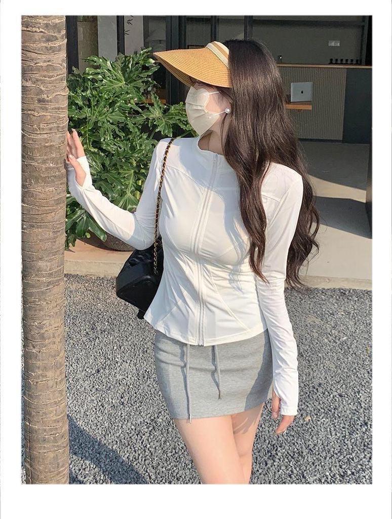 Women's Summer Ice Silk UV Protection Jacket - Breathable, Slim-Fit, Cooling, Sun Protection Clothing for Yoga