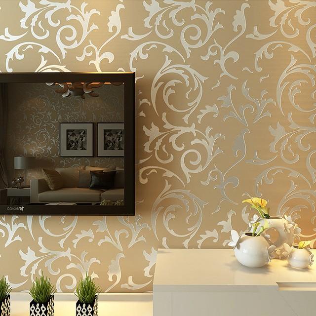 Grå 3D Viktoriansk Damask Preget Tapetrull Stue Soverom Veggbelegg Sølv Blomstret Luksus Tapet Hjemmeinnredning