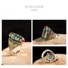 Adjustable Open Ring With Motif Vintage Tibetan Nepalese Style Handmade Copper Plated Unisex Finger