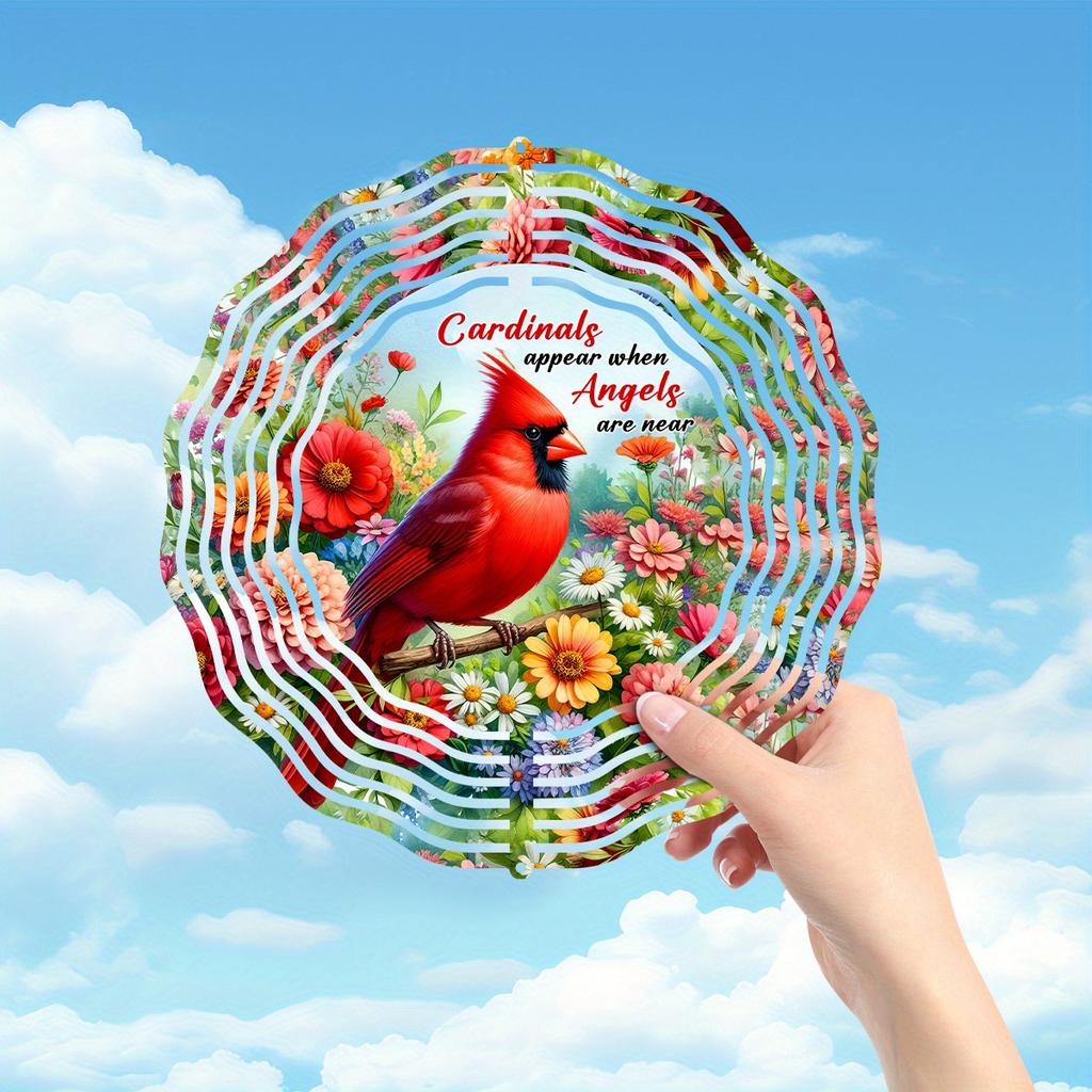 Cardinal Wind Spinner. 3D Metal, No Power Needed. Ideal Garden Decor Gift.