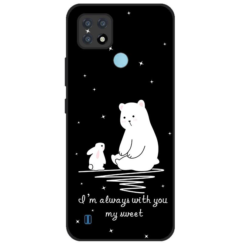 Para OPPO Realme C21Y Capa Série COOL Preto Capa de Silicone Macia para Cases de Telefone Realme C21 C25 C25s Protetora Realmi C 21 Y Capa