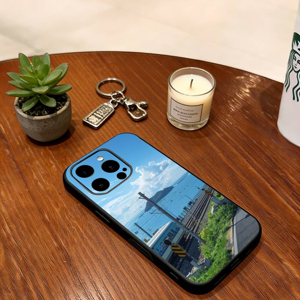 Japanese Landscape Artwork Phone Case Soft Silicone black For IPhone 17 16 15 14 13 12 11 X XR Plus Pro Max Plus