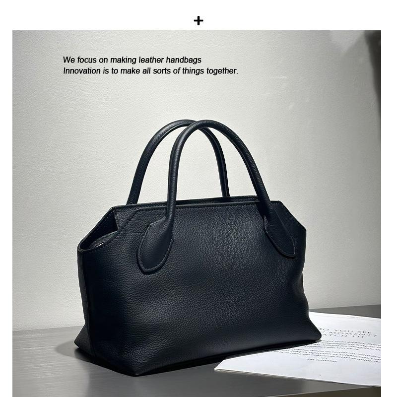 European and American niche design short handle handbag high texture first layer cowhide shell bag women