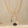 French Light Luxury Clear Tianhe Stone Pendant Necklace Women's Titanium Steel Gold-plated Natural Stone Fine Chain Commuter Collarbone Chain