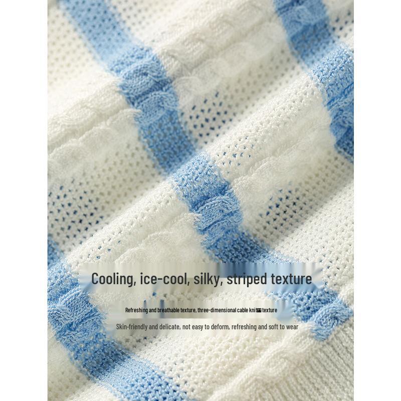 INMAN Women's Cool-Feel Striped Knit Cardigan