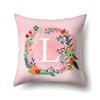 Polyester Pillowcase Pink Flower Home Decoration Print 26 English Letter Cushion Pillowcase