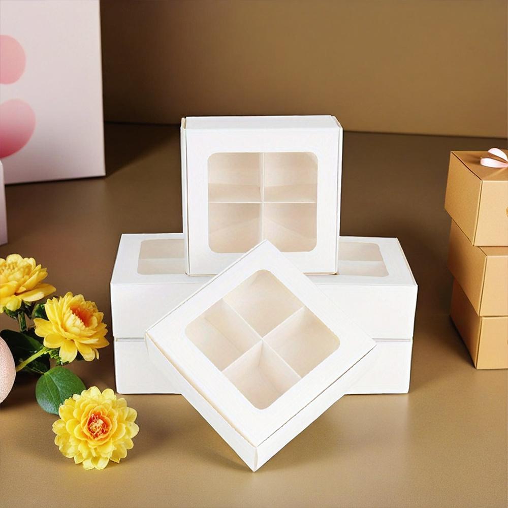 

20pcs Treat Boxes with Window and Dividers Four Compartment Gift Box Khaki Jewelry Boxes Treat Boxes Gift Packaging Box for Weddings Parties 20pcs білий