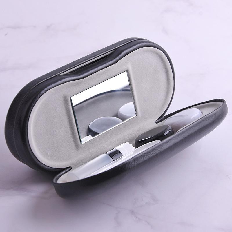 2 in 1 Doppelschichtige Brillenbox Kontaktlinsenbehälter Für Männer Frauen Kreative Duale Nutzung Brillenetui Brillen Lederbox Unisex Geschenk