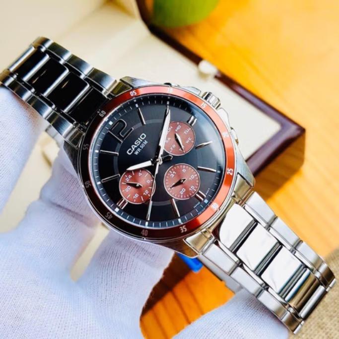 Casio Standard Series Dress Series Steel Heart Quartz Movement Stainless Steel Strap Men watches Black MTP-1374D-5A