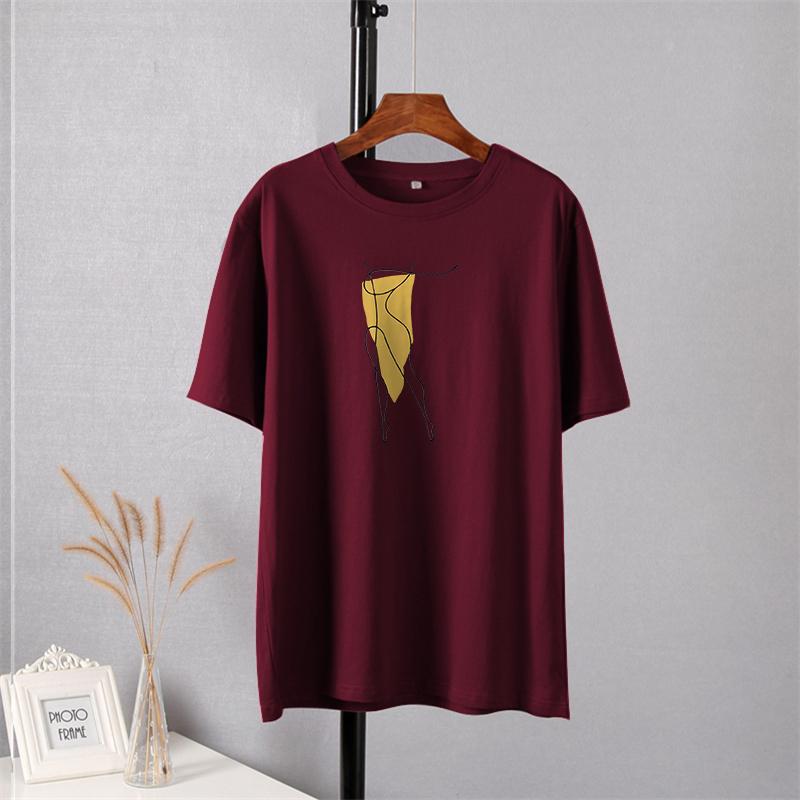 

Shellsuning модные футболки с принтом в стиле эстетического искусства, женские летние новинки 2023 года, повседневные базовые футболки из 100% хлопка, одежда для пар, женские топы в стиле Харадзюку 3XL вино красного