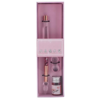 Glasfeder Langlebig Schön Tragbar Eleganter Stil Tinte Schreiben Dekorativ Kalligraphie Set für Zuhause Schule Glasfeder Spitze Rosa