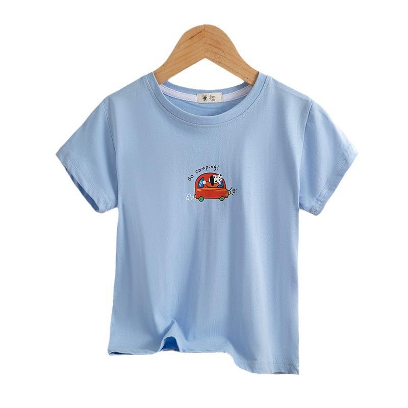 Boys' Children's Short-Sleeve T-shirt Baby Girls' Tops Summer Clothes Children's Wear Small Icon Pure Cotton Simple Style Clothes