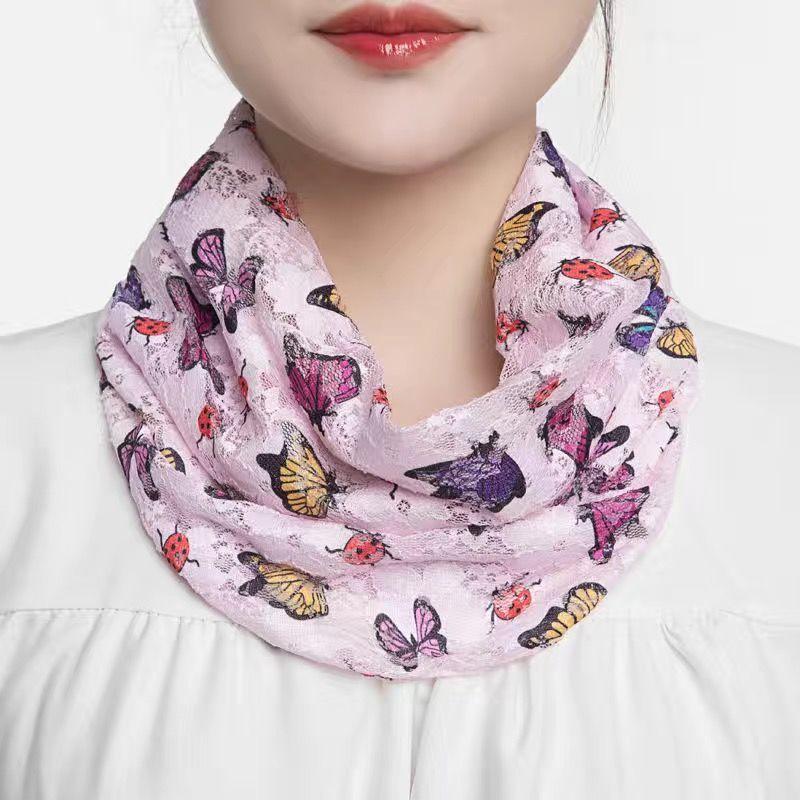 Summer ice silk scarf mask neck protector fake collar printing riding protection anti-ultraviolet breathable sunscreen
