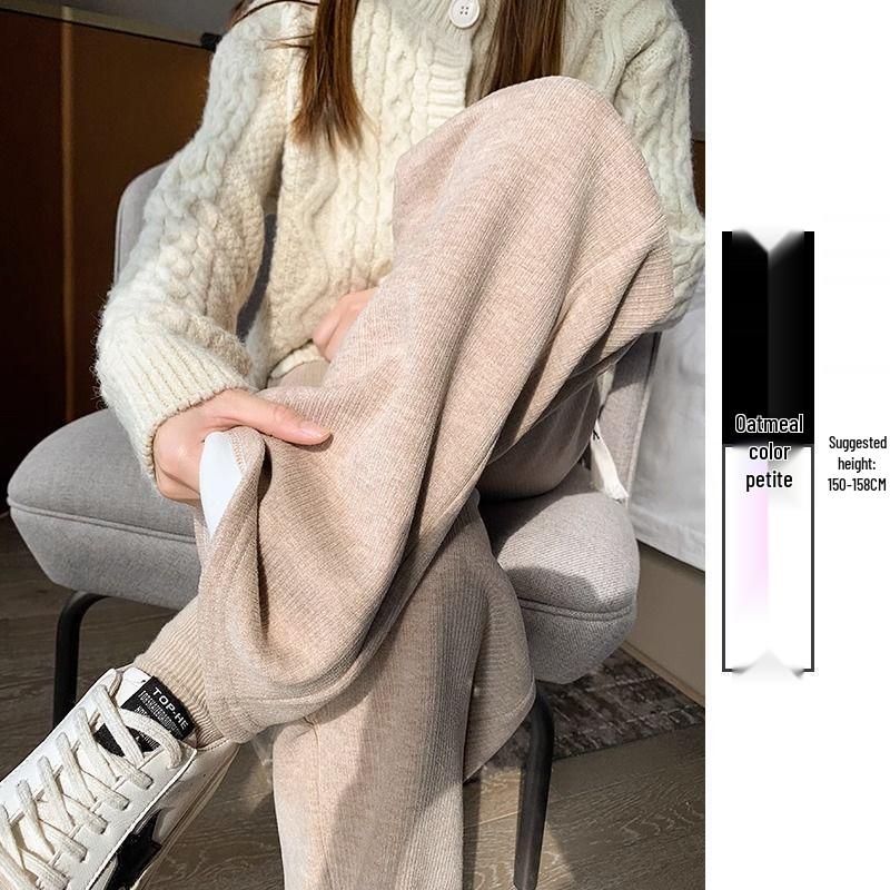 Cashmere Wide-Leg Women's High-Waisted Knit Pants - Spring/Autumn/Winter 2025 Collection