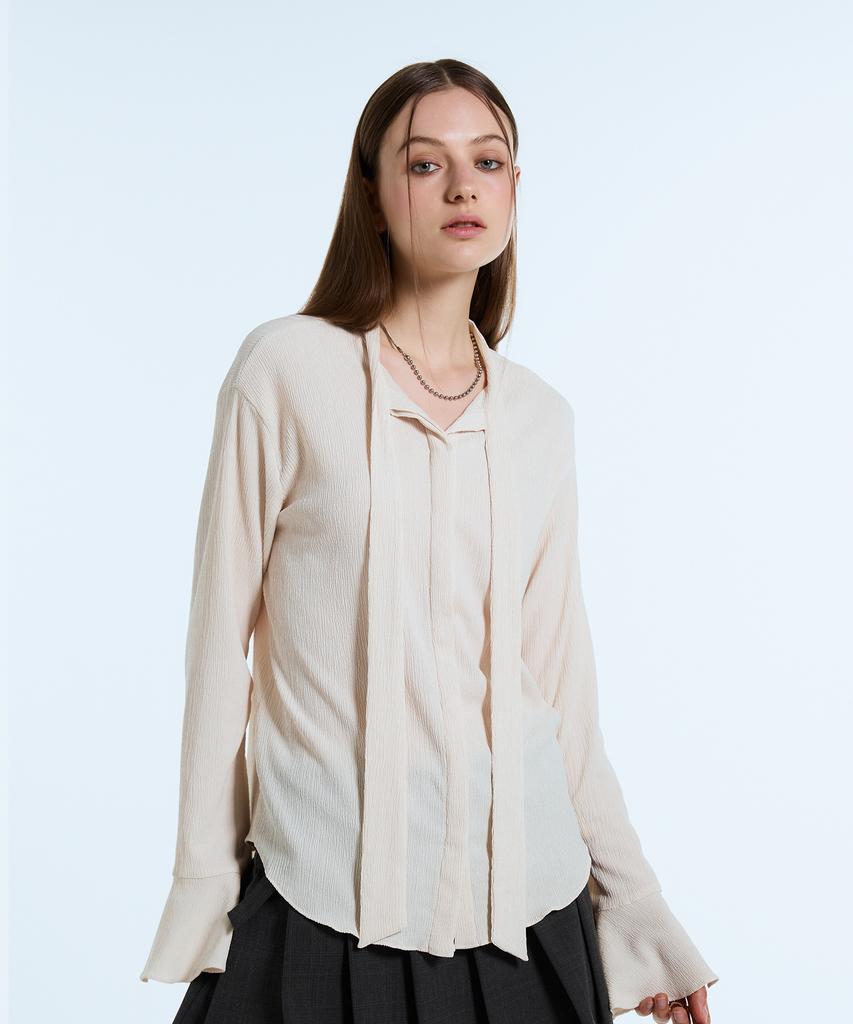 LARTIGENT L11 Tie Blouse(Beige)