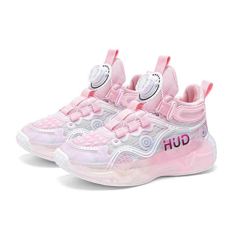 Kids Sports Basketball Shoes Boys Breathable Sports Shoes Fashion Rotating Button Night Reflective Girls Sports Shoes