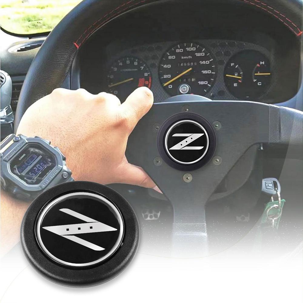 Universell JDM 1 Stück Silber Z Hupenknopf Auto Hupe Rennwagen Lenkrad Hupenknopf Abdeckung Fairlady Z34 Für NISSAN Auto Styling