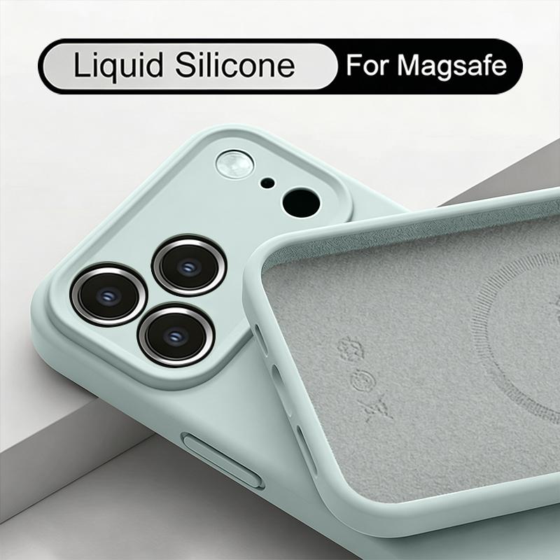 Magnetische Flüssigsilikonhülle Für iPhone 17 Pro Max 16 Pro Max 15 14 13 17e 16e Funda Für Magsafe Kabelloses Laden Weiche Abdeckung