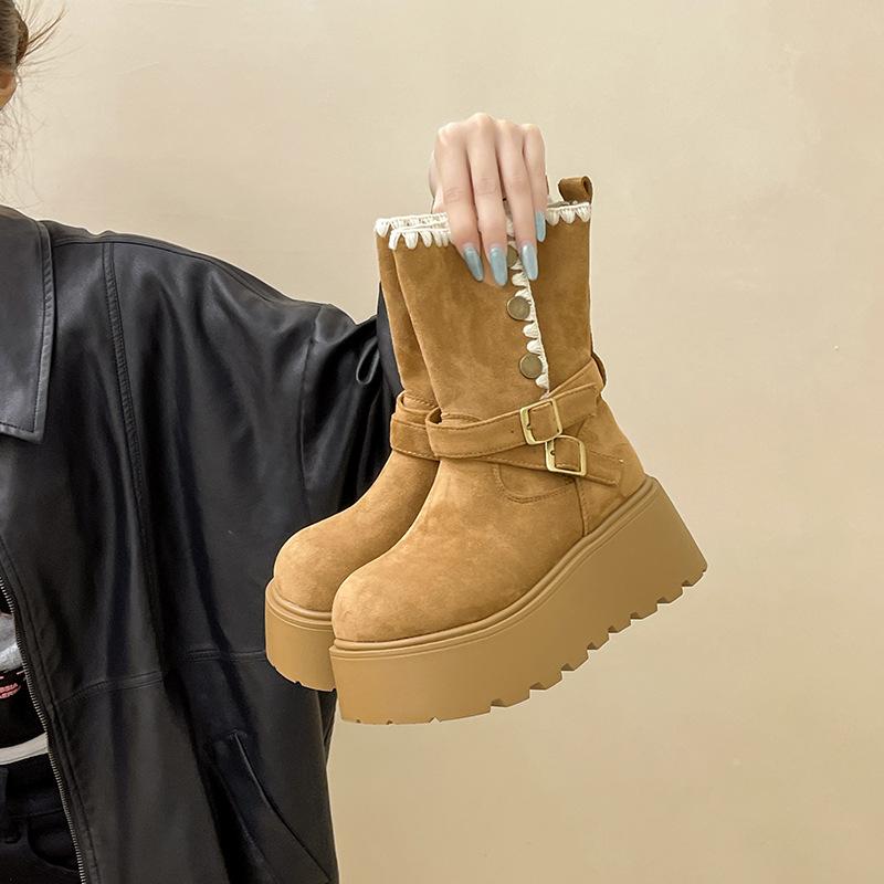 Fashion Two-wear Heightening Fashion Boots, Locomotive Cool Martin Boots, Women's Autumn and Winter Niche Simple Thick-soled Thin Short Boots