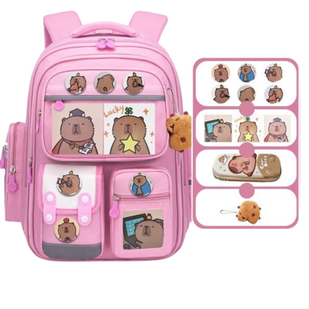 Oxford Cloth Cartoon Animal School Bag Multi-Compartments Capybara Student Bag Unisex
