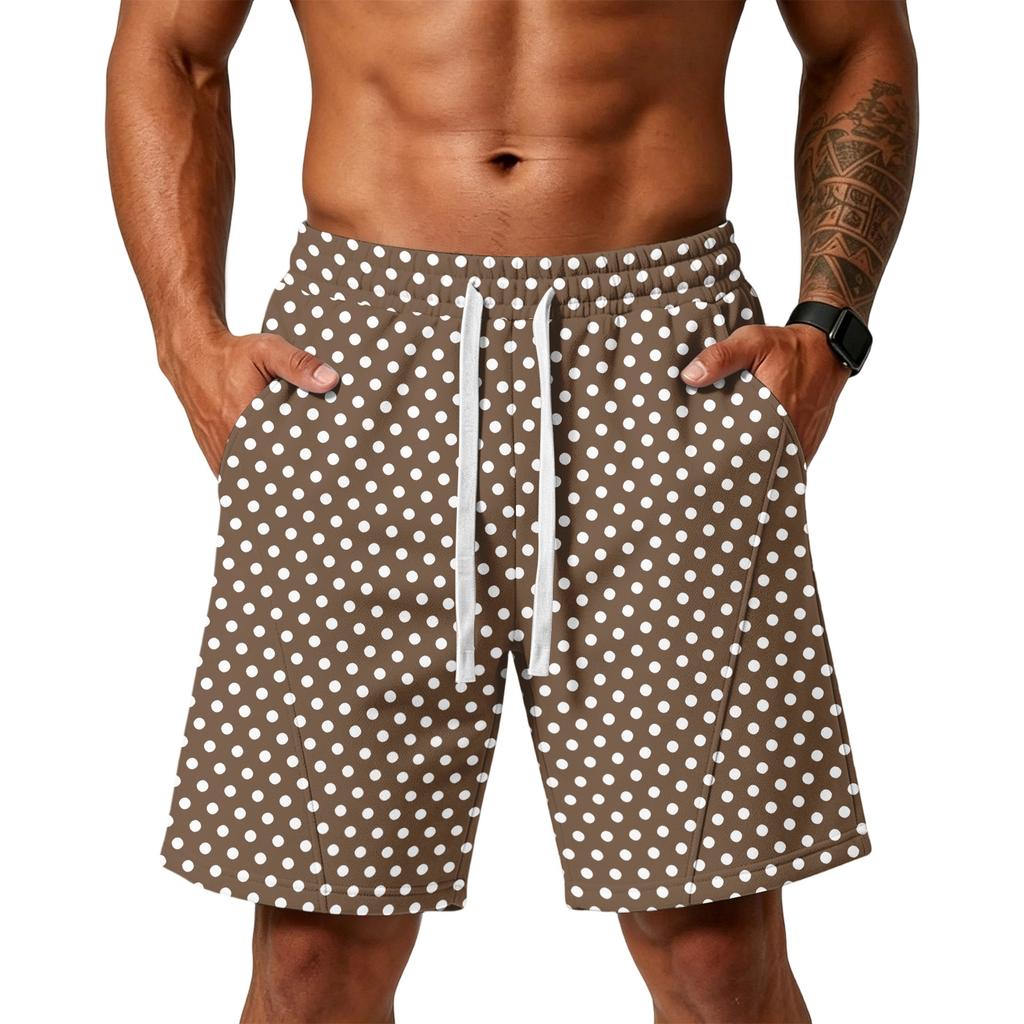 Men's Loose Fit Polka Dot Athletic Shorts with Pockets Elastic Waistband Drawstring for Training Gym Beach Casual Wear