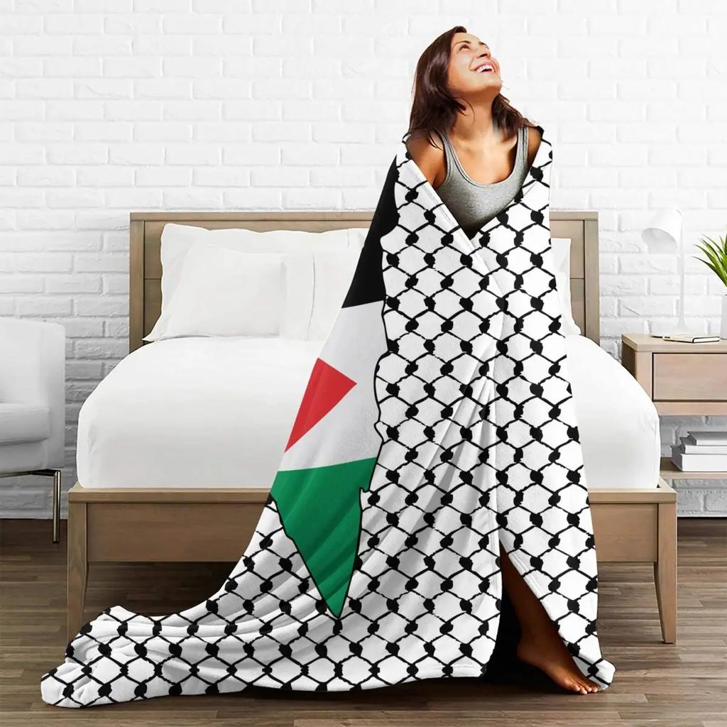 Mappa della Palestina Kufiya Palestinese Hatta Coperte Pile di Corallo Peluche Tradizionale Motivo Keffiyeh Plaid per Letto Tappeto da Letto