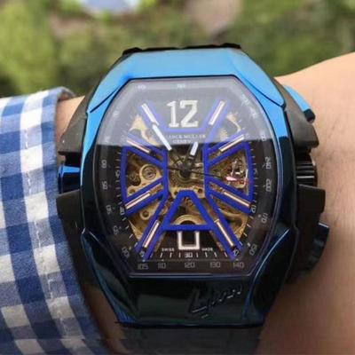 Men's Barrel Style Fashion Classic Hollow Mechanical Watch Rubber Strap