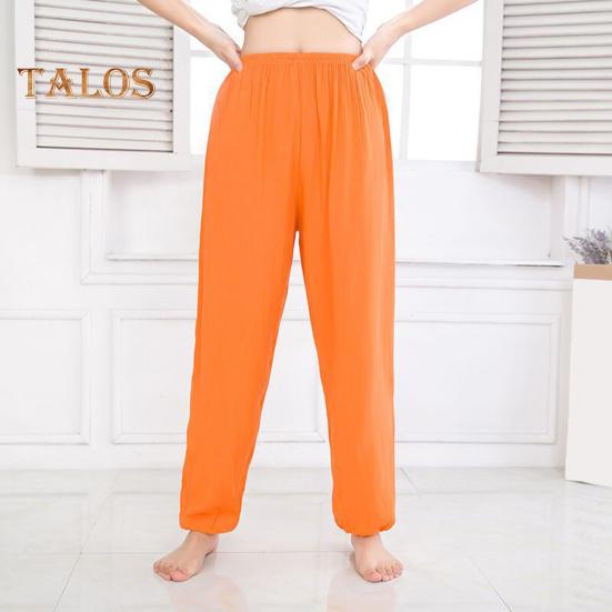 Unisex Bloomers Mid-rise Elastic Waist Casual Loose Leg Pants Solid Color Sporty Style Lightweight Trousers Versatile Wear