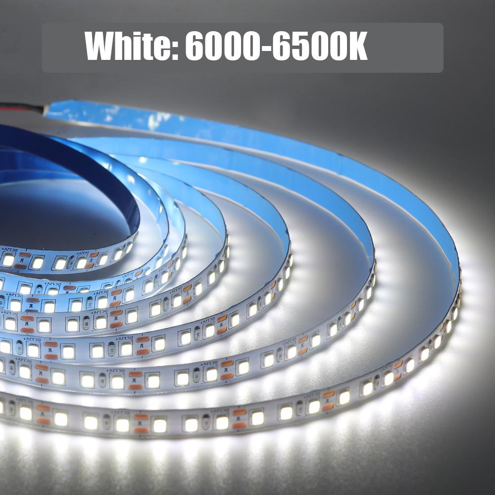DC 12V 2835 120LEDs/M LED Strip Red/Blue/Pink/Yellow/I Blue/White/Green Home Decor Flexible Ribbon Tape Rope Light 5M/Roll