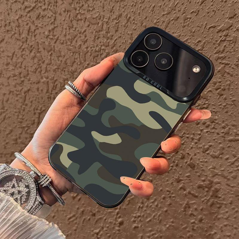 Wojskowy Zielony Kamuflażowy Pokrowiec na Telefon dla iPhone 17, 16 Pro Max, 14 Pro, 13, 15