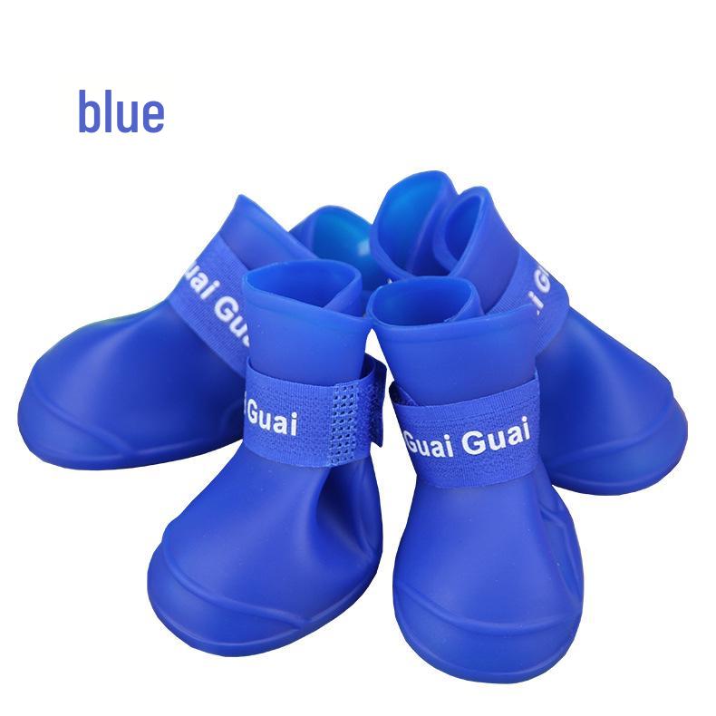

Candy Color Waterproof Vinyl Dog Boots - Anti-Slip, Pet Rain Shoes, 4-Piece Set, Multi-Color Options. Small синій