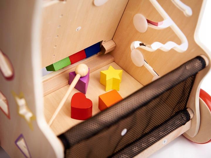Pchacz Drewniany Chodzik Kostka Edukacyjna 6W1