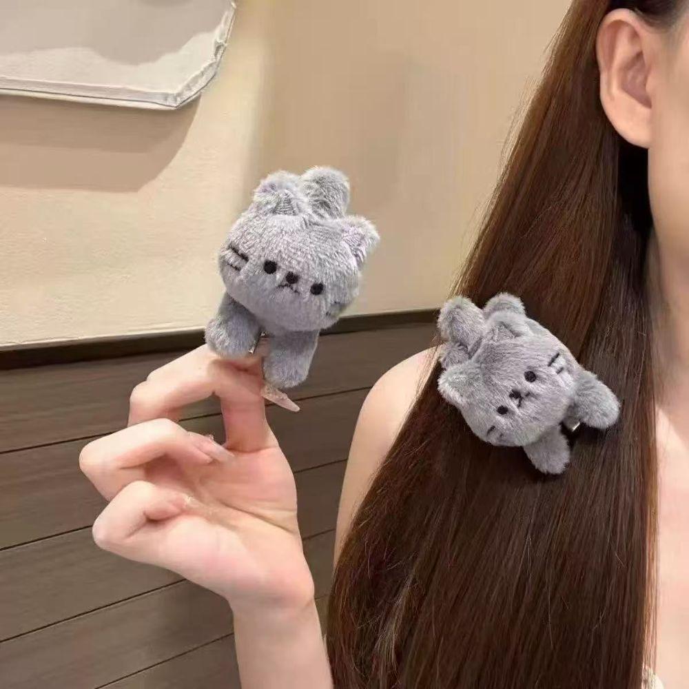 Pure Color Plush Small Hairpin Y2k Winter Hair Accessories Temperament Cute Duckbill Headwear