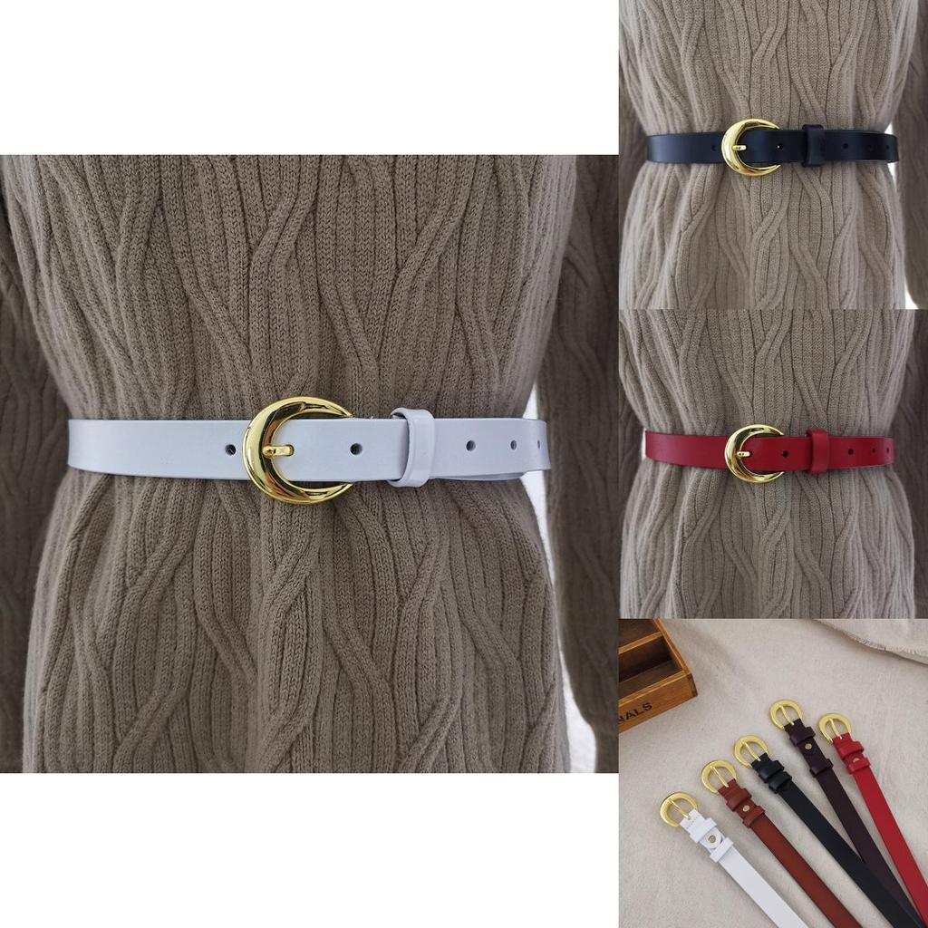 Classic Genuine Leather Womens Belt With Alloy Pin Buckle For Denim Pants