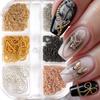1 Box Metal Chain Nail Art Charms Multi-Shape Golden Silvery Rose Gold Black Nails Chain Diy Nail Supplies Manicure Accessories