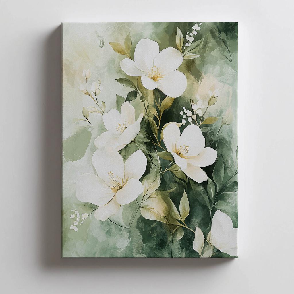 Floral Bouquet On a Green Background Floral Bouquet On a Green Background, 50X70 Cm, Frameless, Premium Canvas On Stretcher