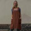 Dames Katoen en Linnen Schort, Huiskleding, Losse Lange Jurk