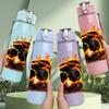 1PC Burning Fire Skull Character Print 750ml Color Plastic Sports Water Bottle Leakproof Flip Straw Lid Suitable for Sports Office Home Use