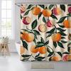 Yellow Peach Pattern Polyester Material Shower Curtain Waterproof Cloth Bathroom Thickeneded Mildew-proof  Curtain Bathroom
