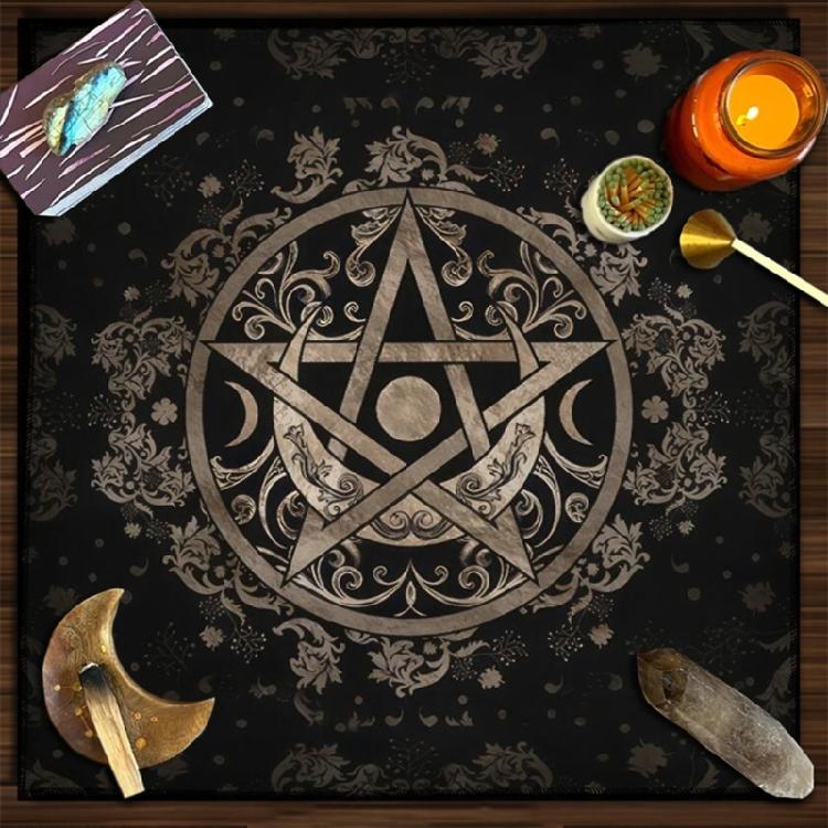 Pentagrams Pattern Tarot Card Tablecloth Altars Cloth Divinations Tapestry