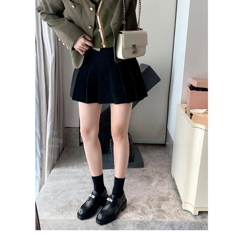 Whole Cowhide~ Retro Lock Leather Platform Women's Lace-up Thick Heel Muffin British with Skirt Small Leather Shoes