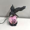Gothic Raven Table Lamps USB Power Black Crow Moonlight Night Lights with Glowing Crystal Ball Ornaments for Home Festival Decor
