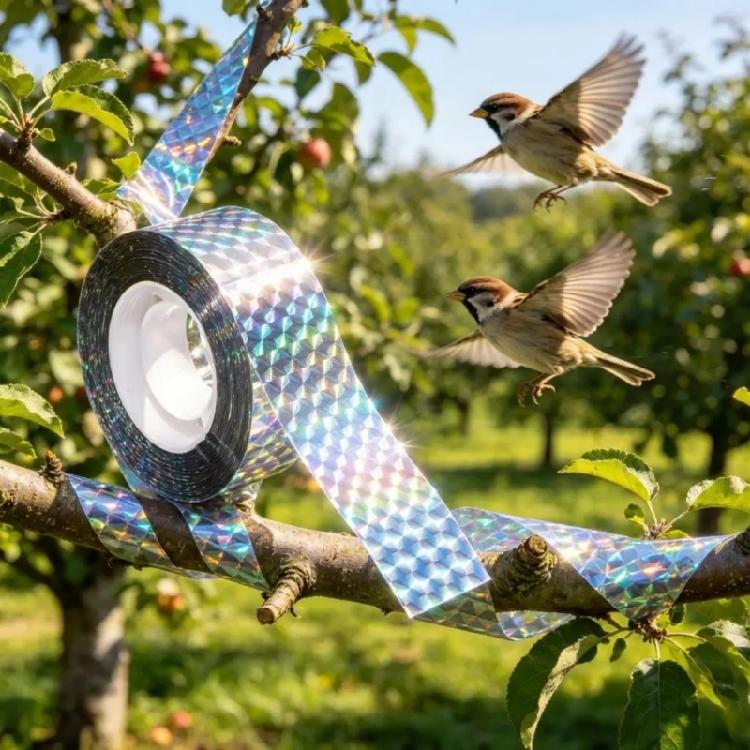2Pack Durability Plastic Reflective Deterrents Tape Anti Bird Deterrents Sticker Bird Scare Flashing Tape Garden Farm