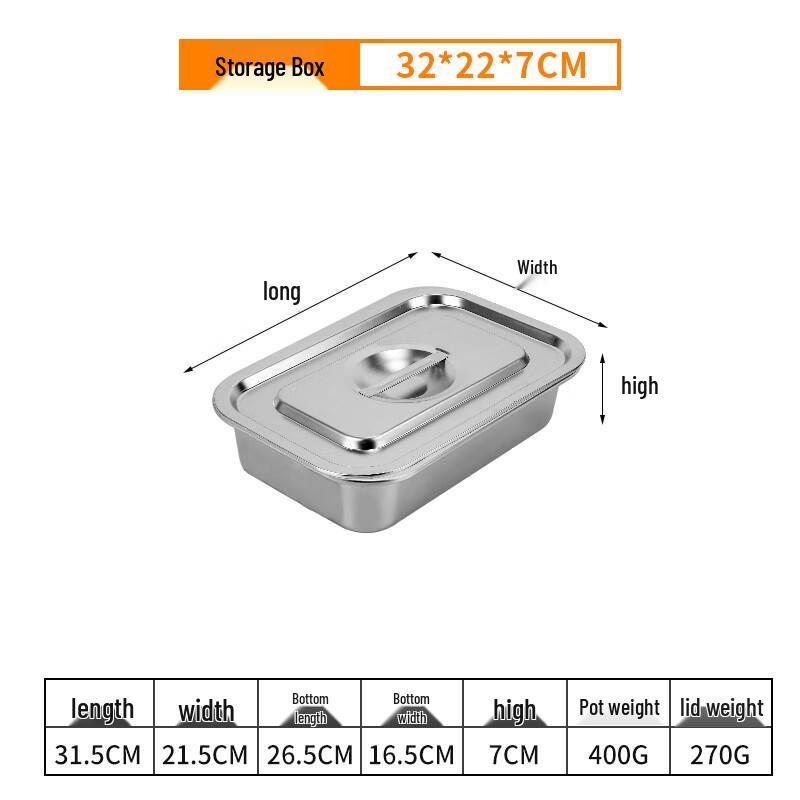 

Stainless Steel Lidded Refrigerator Storage Box