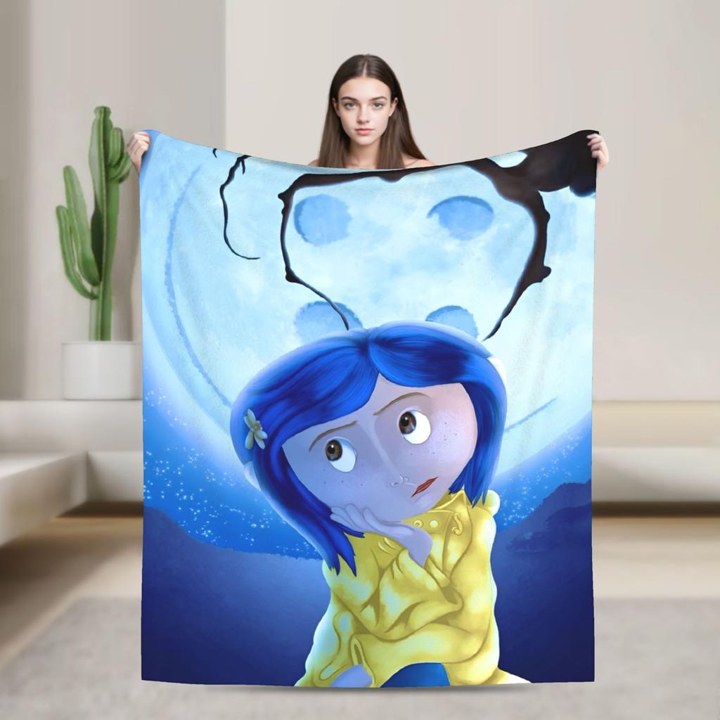 Coraline Artwork Creepy Mother Blankets Fleece Decoration  Multi-function Soft Throw Blanket for Bed Office Rug Piece