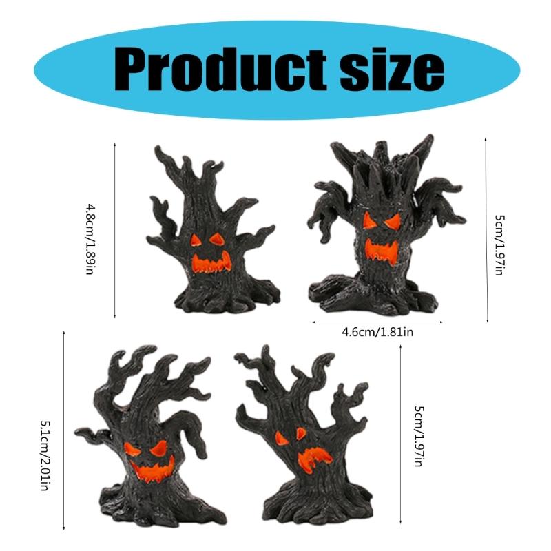 4 шт. Ужасающие Хэллоуинские Пеньки Призрачные Миниатюрные Украшения Смоляные Фигурки для Вечеринки Садового Ландшафта Декора