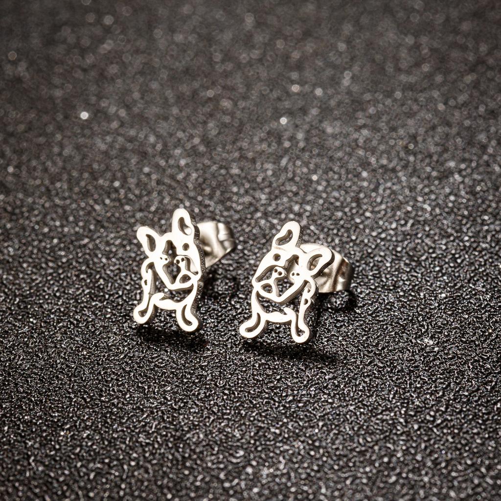Piercing al trago in acciaio inossidabile Bulldog francese Orecchini per cani per donne Ragazze Signore Novità Anime Gioielli all'ingrosso Animali domestici Animali Stud