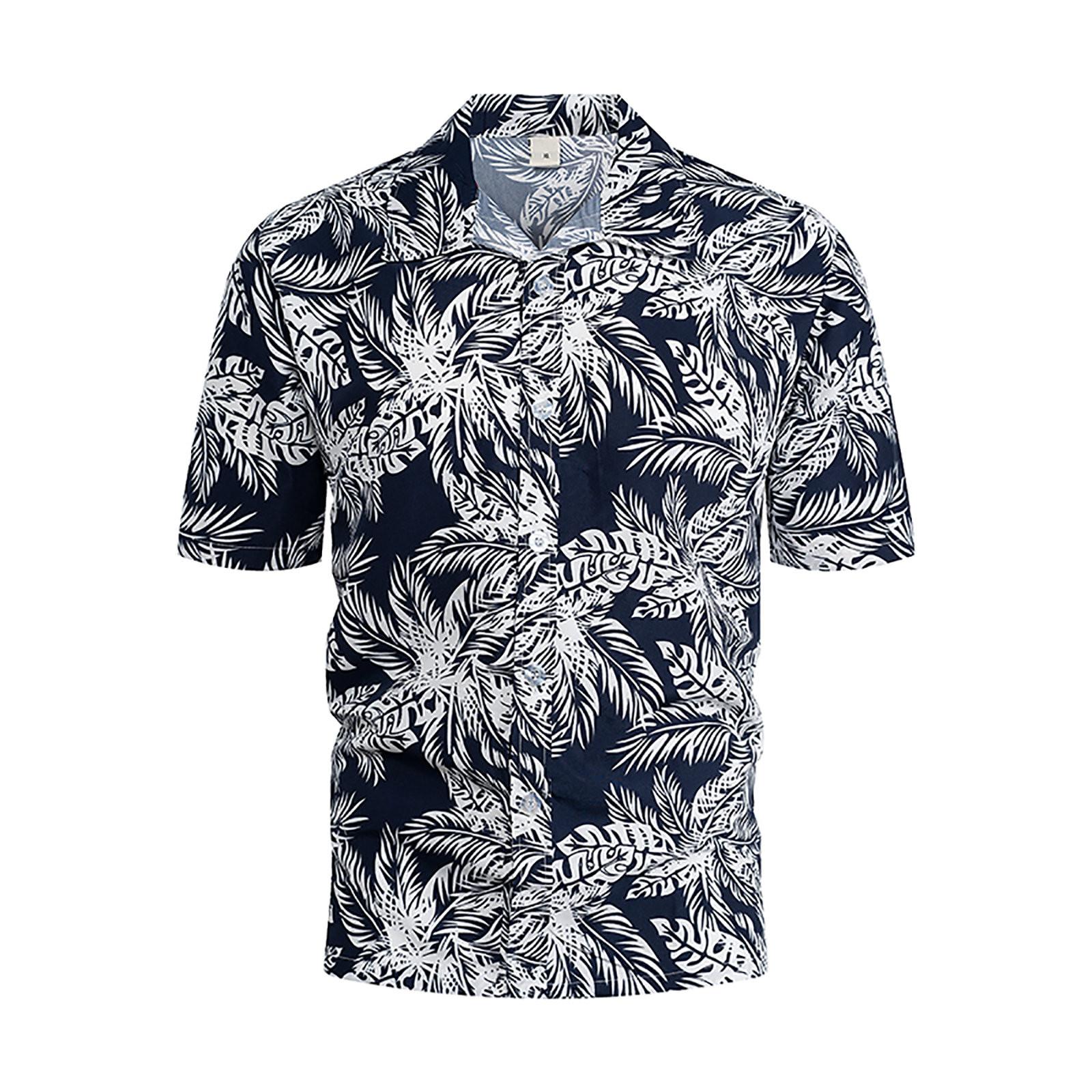 

Mens Floral Hawaiian Shirts Short Sleeve Button Down Beach Shirts XXXXXL чорний
